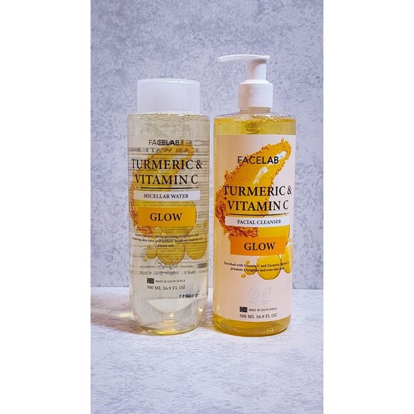Facelab Turmeric & Vitamin C Glow Micellar Water & Facial Cleanser 500ml Set - Picture 9 of 9